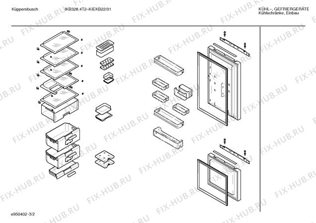 Взрыв-схема холодильника Kueppersbusch KIEKB22 IKB328.4T2 - Схема узла 02