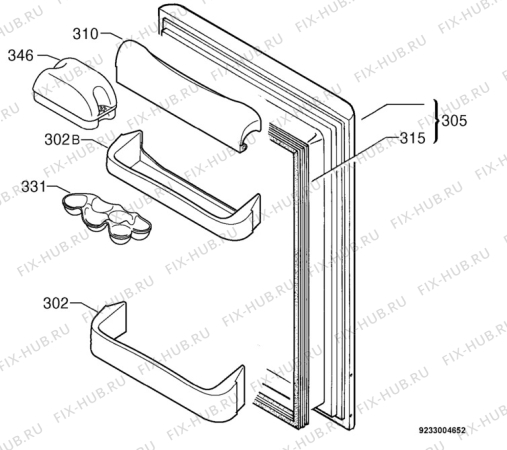 Взрыв-схема холодильника Zanussi ZR65/1SI - Схема узла Door 003