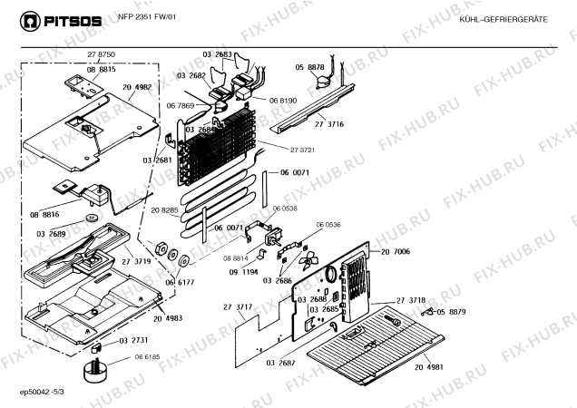 Взрыв-схема холодильника Pitsos NFP2351FW - Схема узла 03