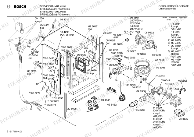 Взрыв-схема посудомоечной машины Bosch SPI5432 - Схема узла 02