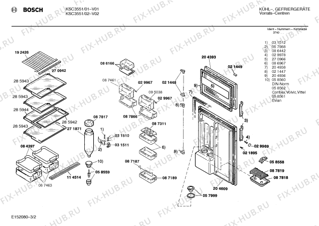 Взрыв-схема холодильника Bosch KSC3551 - Схема узла 02