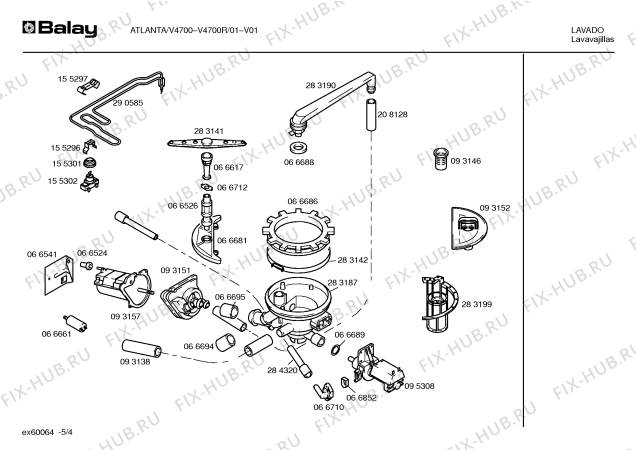 Взрыв-схема посудомоечной машины Balay V4700R ATLANTA V4700 - Схема узла 04