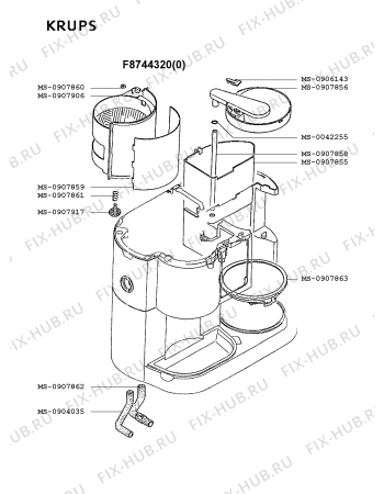 Взрыв-схема кофеварки (кофемашины) Krups F8744320(0) - Схема узла IP001852.2P3