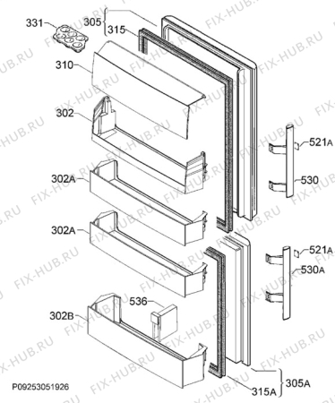 Взрыв-схема холодильника Electrolux EN3403AOW - Схема узла Door 003