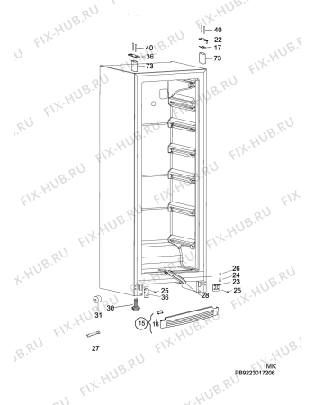 Взрыв-схема холодильника Husqvarna Electrolux QT3612W - Схема узла C10 Cabinet