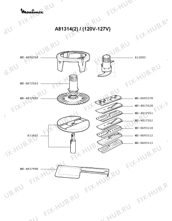 Схема №1 A81314(2) с изображением Сосуд для кухонного измельчителя Moulinex MS-5817431