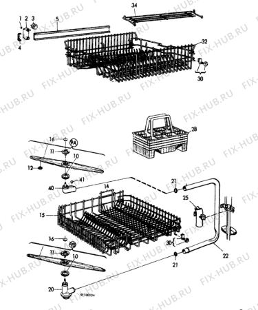 Взрыв-схема посудомоечной машины Husqvarna Electrolux QB300W - Схема узла W10 Baskets D