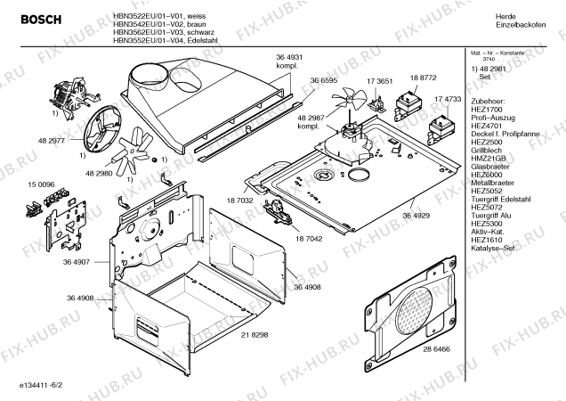 Взрыв-схема плиты (духовки) Bosch HBN3552EU - Схема узла 02