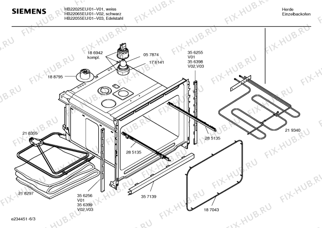 Взрыв-схема плиты (духовки) Siemens HB22065EU - Схема узла 03