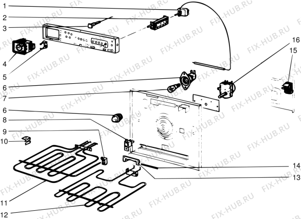 Взрыв-схема плиты (духовки) SCHOLTES F4701EBR (F009008) - Схема узла