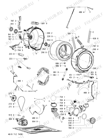 Схема №1 MHWE400WR01 с изображением Ручка (крючок) люка для стиральной машины Whirlpool 480111103177