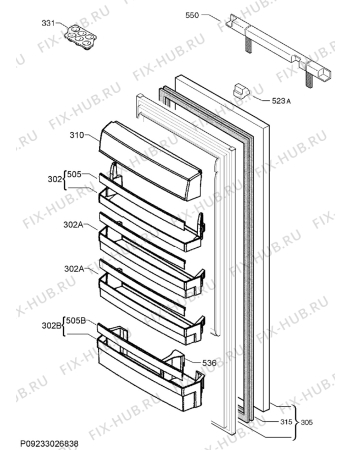 Взрыв-схема холодильника Aeg Electrolux SKS71040F0 - Схема узла Door 003