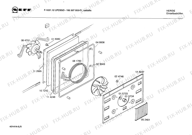 Взрыв-схема плиты (духовки) Neff 195307053 F-1031.12LPCSGO - Схема узла 05
