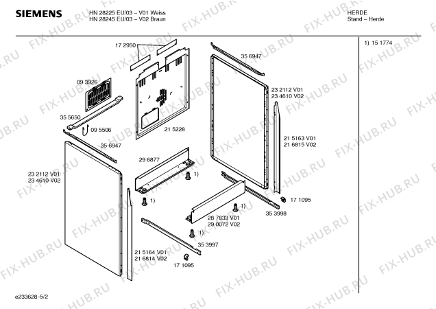 Схема №2 HN28245EU с изображением Планка для духового шкафа Siemens 00216815