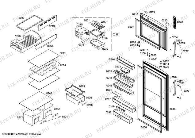 Схема №2 KDN36A03 с изображением Дверь морозильной камеры для холодильной камеры Bosch 00247630