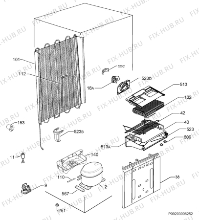 Взрыв-схема холодильника Electrolux ENB43499W - Схема узла Cooling system 017