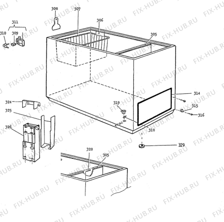 Взрыв-схема холодильника Electrolux TC1091 - Схема узла C30 Cabinet/interior B