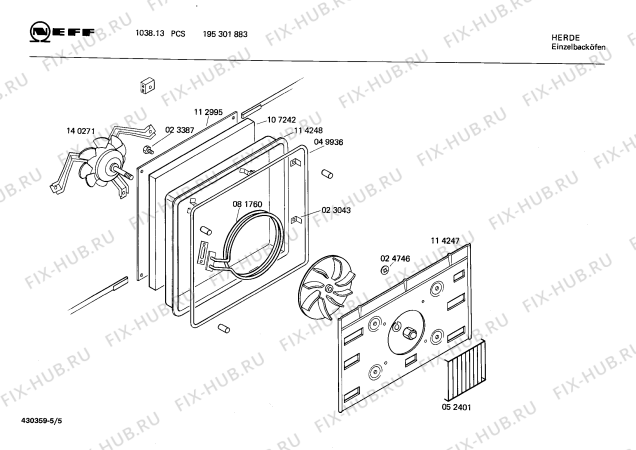 Взрыв-схема плиты (духовки) Neff 195301883 1038.13PCS - Схема узла 05