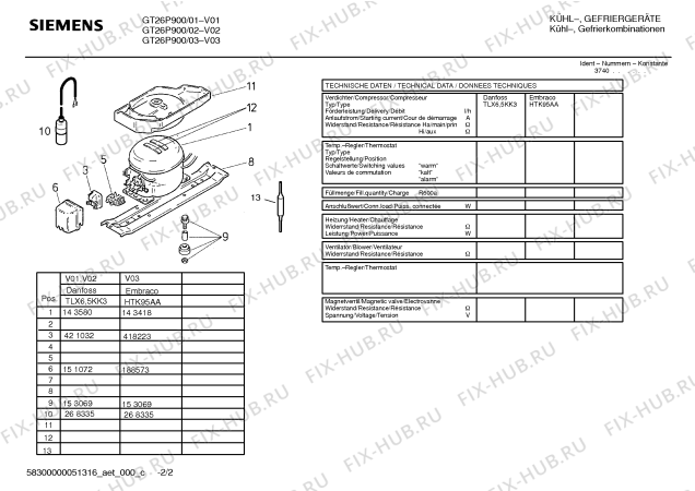 Взрыв-схема холодильника Siemens GT26P900 - Схема узла 02