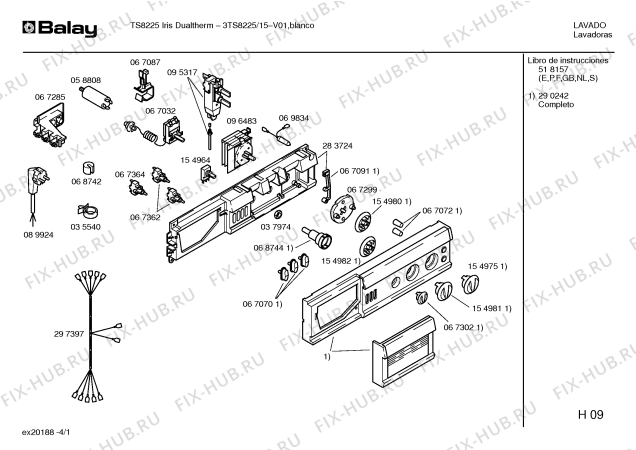 Схема №1 3TS8225 TS8225 IRIS DUALTHERM с изображением Кабель для стиральной машины Bosch 00297397