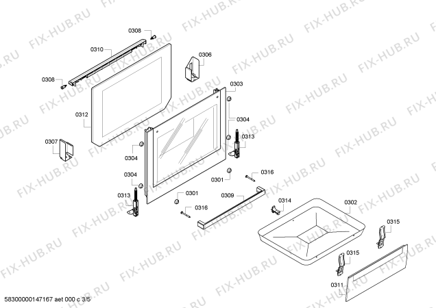 Взрыв-схема плиты (духовки) Bosch HCE422120 - Схема узла 03