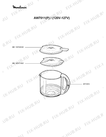 Взрыв-схема кофеварки (кофемашины) Moulinex AW7011(P) - Схема узла 1P001706.5P2