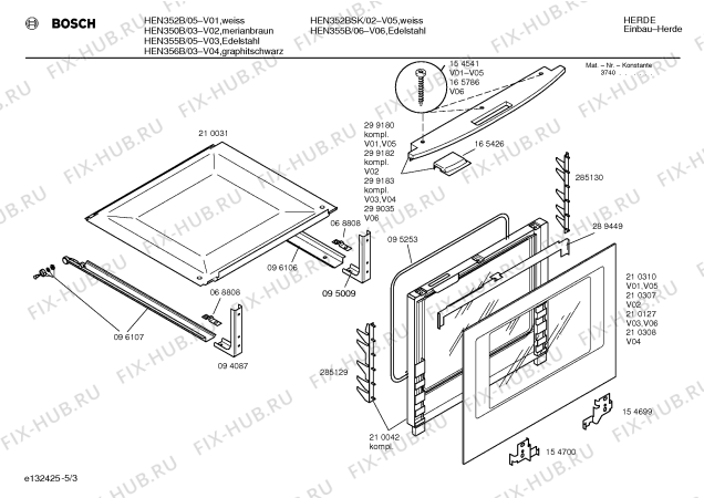Схема №3 HEN252BCC с изображением Панель управления для плиты (духовки) Bosch 00289962