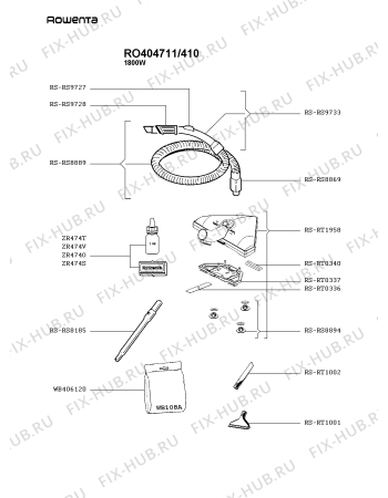 Взрыв-схема пылесоса Rowenta RO404711/410 - Схема узла IP002453.4P2