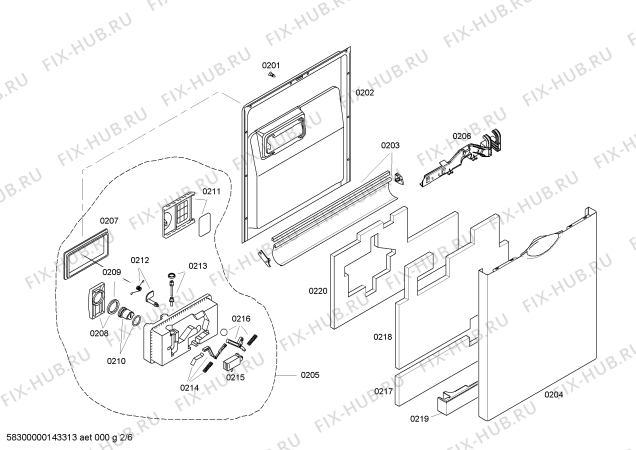 Взрыв-схема посудомоечной машины Bosch SHE65P02UC - Схема узла 02