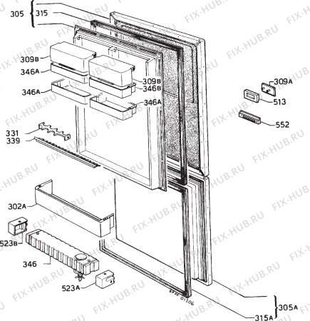 Взрыв-схема холодильника Zanussi DI180/80 - Схема узла Door 003