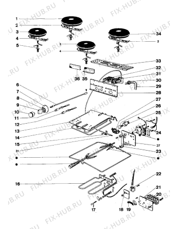 Взрыв-схема холодильника Zanussi ZA750OA - Схема узла Electrical cooking plates