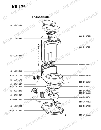 Взрыв-схема кофеварки (кофемашины) Krups F1458399(0) - Схема узла 8P001480.4P2