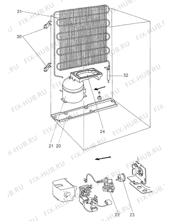 Взрыв-схема холодильника Acec RFTC1523 - Схема узла Cooling system 017