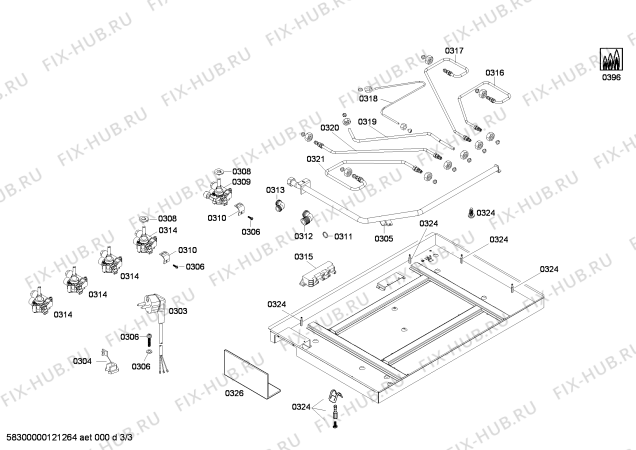 Схема №1 ER512503W с изображением Горелка для плиты (духовки) Bosch 00607157