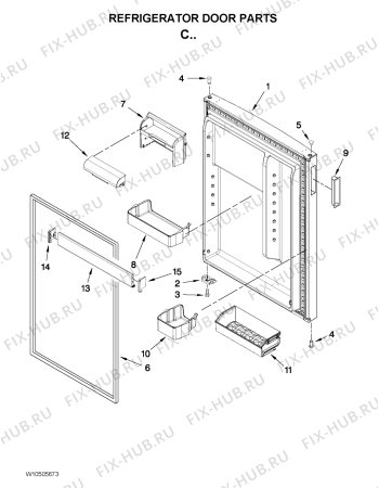 Схема №2 5VA9RXGFYW с изображением Дверца для холодильника Whirlpool 482000013645