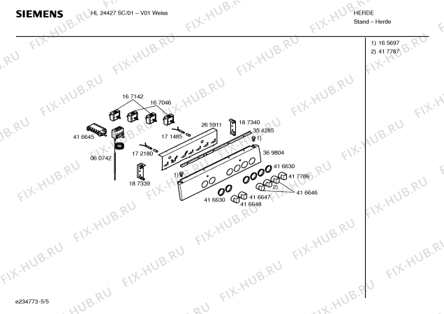 Взрыв-схема плиты (духовки) Siemens HL24427SC - Схема узла 05