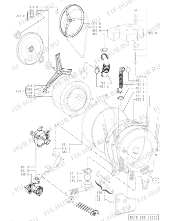 Схема №2 AWM 5110/3 с изображением Клавиша для стиралки Whirlpool 481251318132