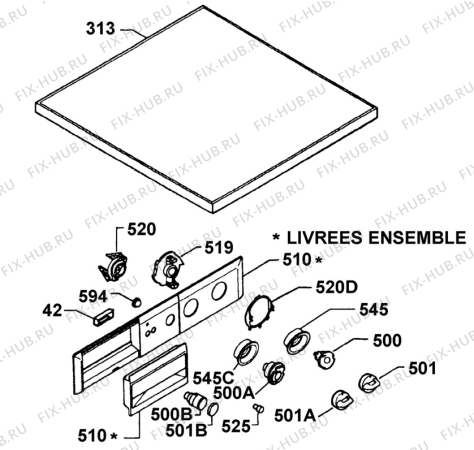 Взрыв-схема стиральной машины Faure LFV899 - Схема узла Decoration Panel