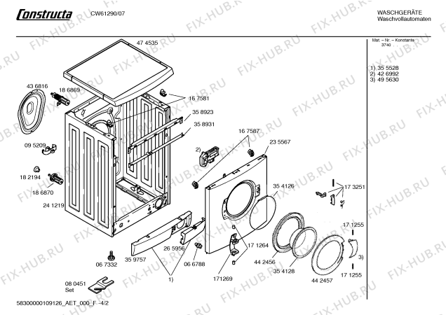 Взрыв-схема стиральной машины Constructa CW61290 Constructa energy - Схема узла 02