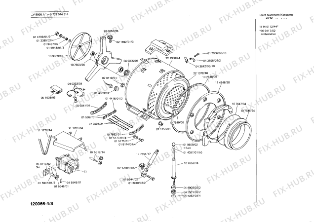 Взрыв-схема стиральной машины Bosch 0722044314 V8000A - Схема узла 03