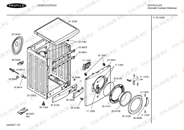 Взрыв-схема стиральной машины Profilo OCM7210TR Eurowasher PRF - Схема узла 02