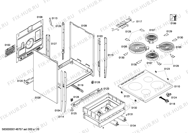 Схема №3 HC422213U с изображением Стеклокерамика для электропечи Siemens 00685152