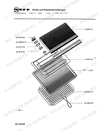 Схема №3 195304831 1394.11S с изображением Нагревательный элемент для электропечи Bosch 00125672