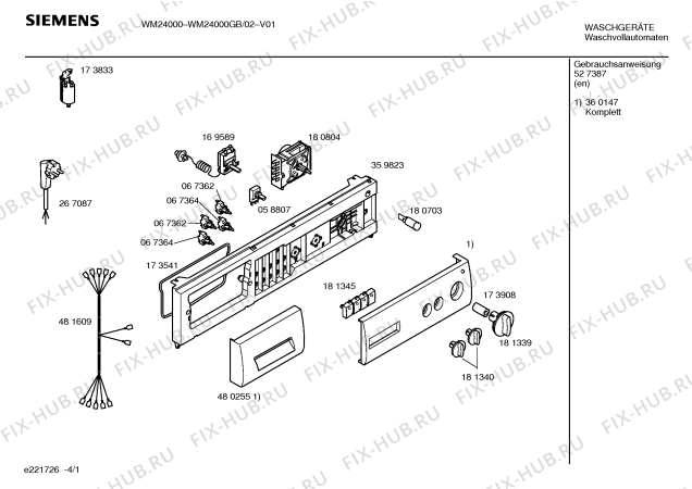 Схема №2 WFB4001GB с изображением Кабель для стиральной машины Siemens 00481609