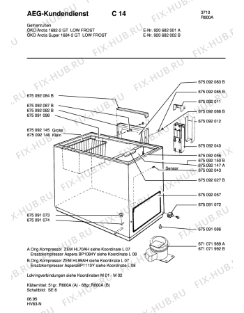 Взрыв-схема холодильника Aeg ARC1684-2 GT - Схема узла Housing 001
