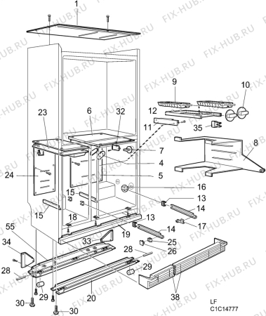 Взрыв-схема холодильника Electrolux AR9671W - Схема узла C10 Cabinet/Interior