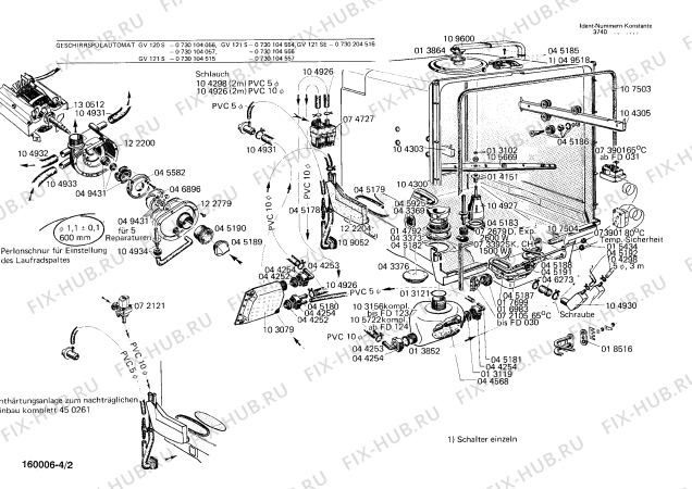 Взрыв-схема посудомоечной машины Bosch 0730104056 GV120S - Схема узла 02
