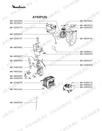 Взрыв-схема микроволновой печи Moulinex AY53P1(0) - Схема узла JP002025.1P2