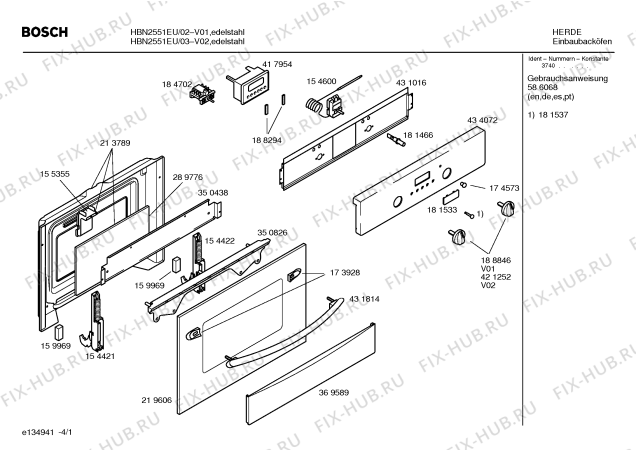 Схема №2 HEV2751EU с изображением Инструкция по эксплуатации для плиты (духовки) Bosch 00586068