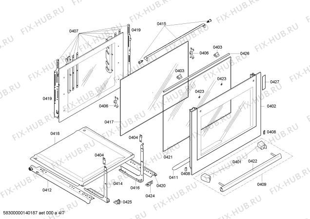 Схема №4 HL658540F с изображением Стеклокерамика для духового шкафа Siemens 00683417